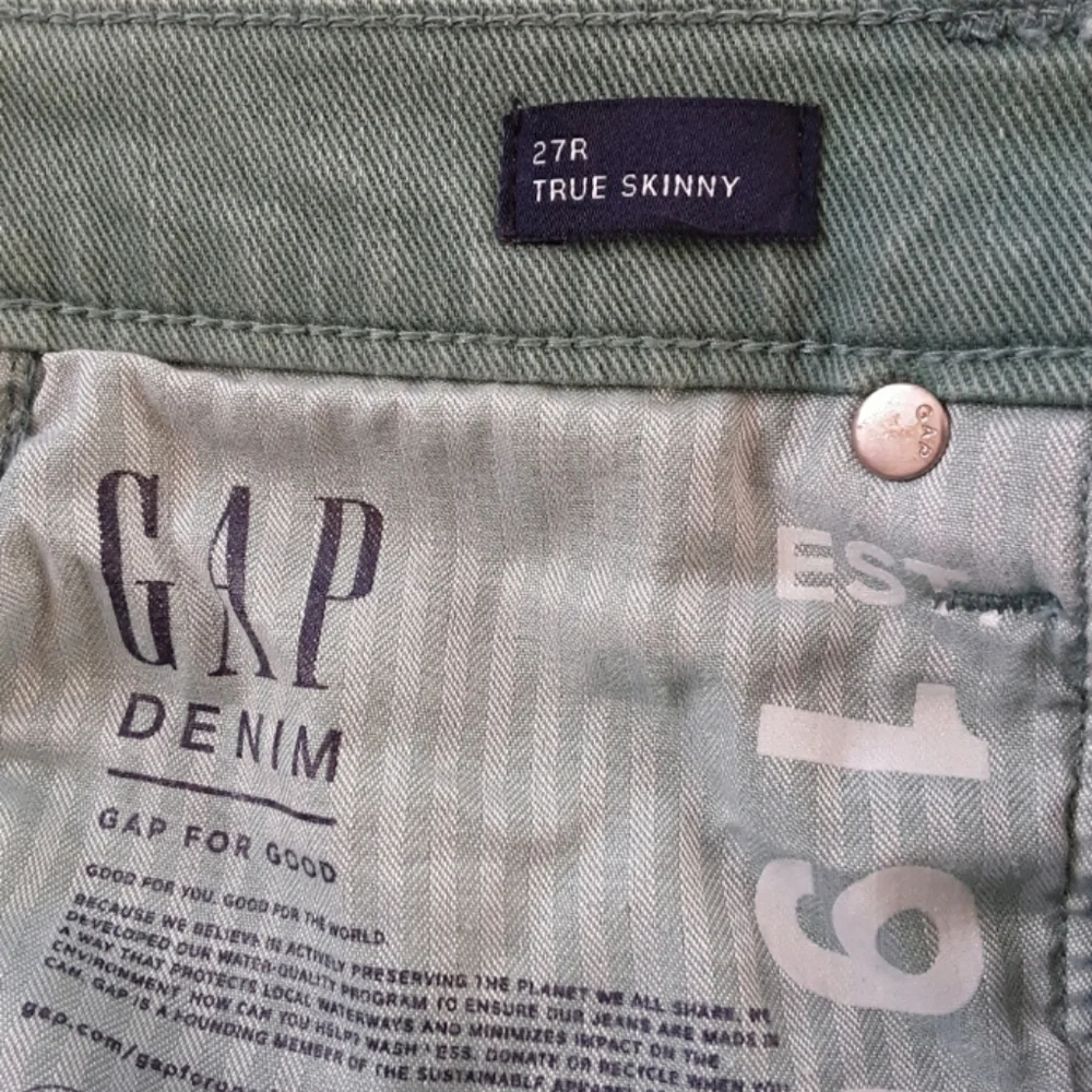 Gap Green Denim 27 Regular True Skinny Raw Ankle - Picture 4 of 8